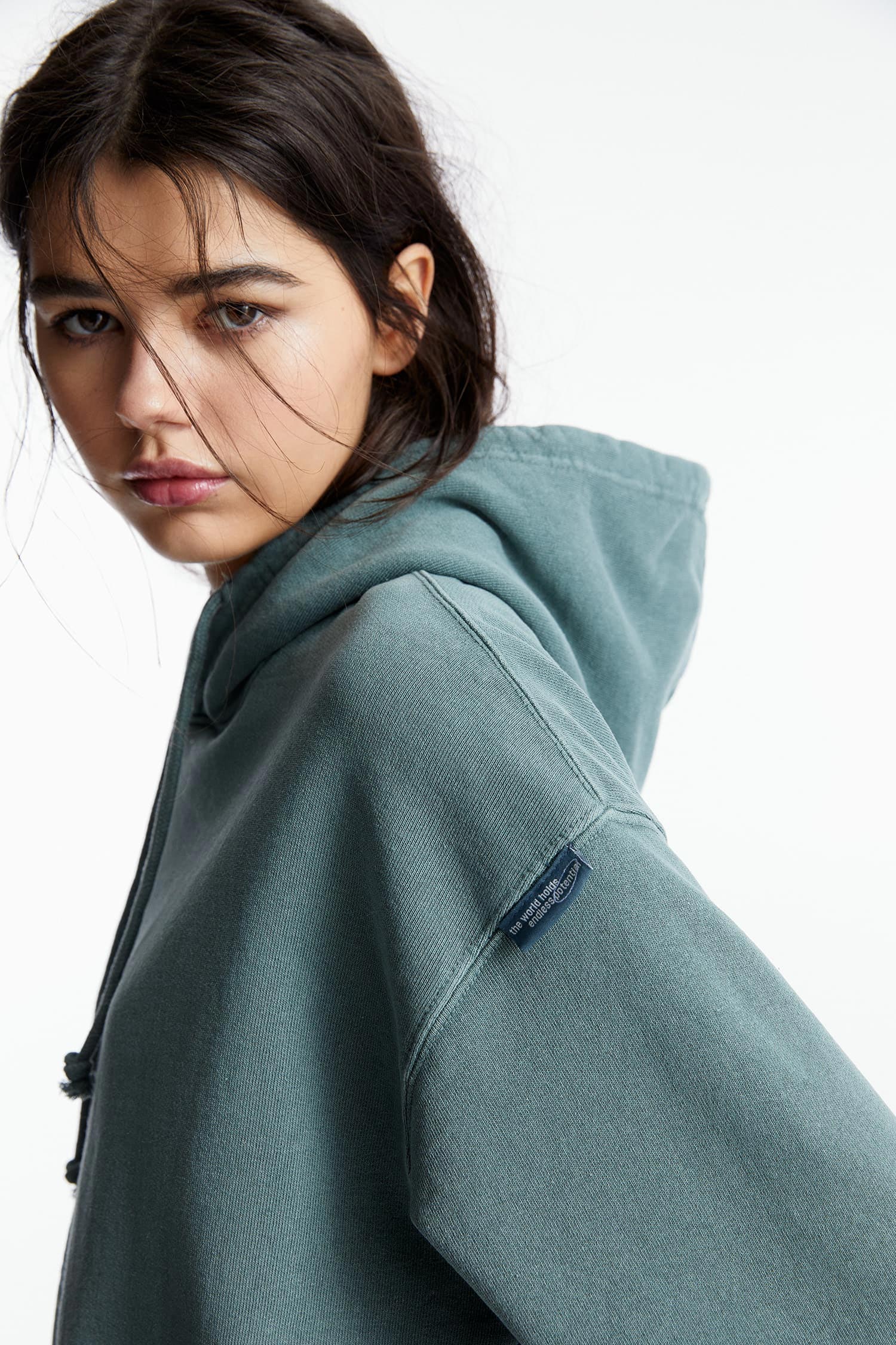 HOODIE WITH SLOGAN BLUE - Image 3