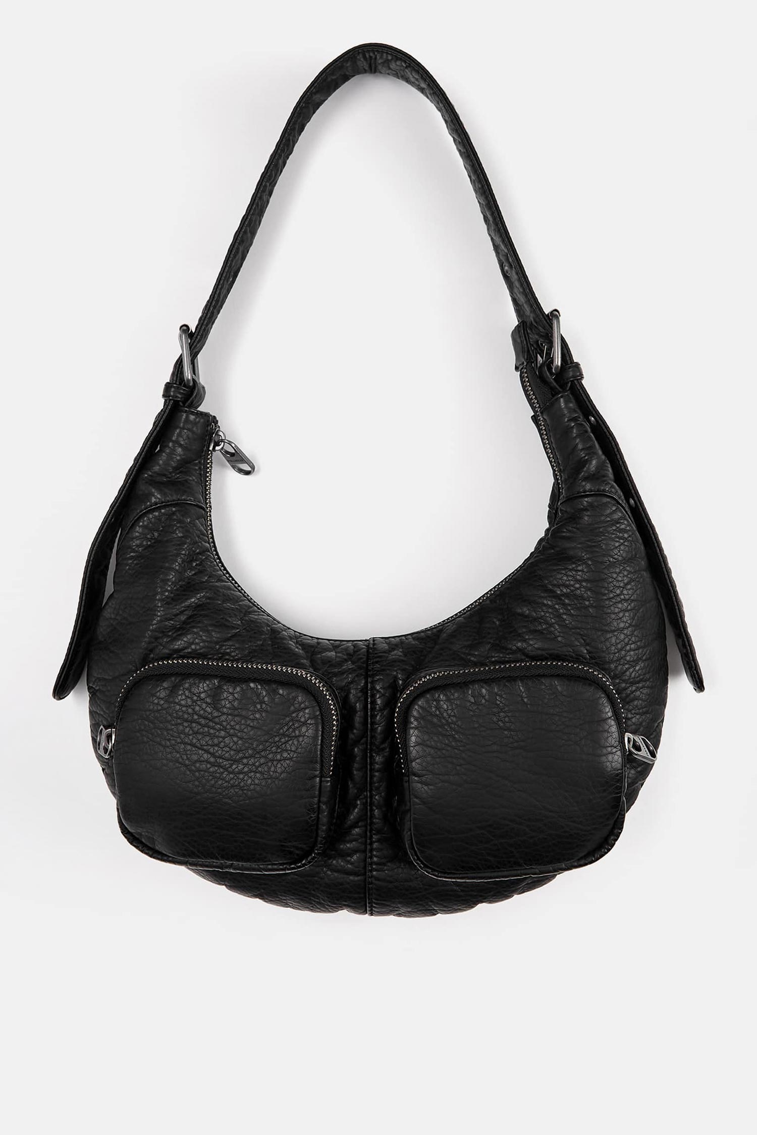 Black shoulder bag with pockets
